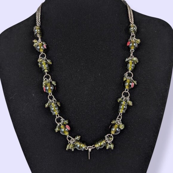 V. Green Glass Millefiori Necklace - Picture 1 of 6